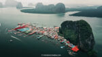 aerial view of koh panyi and the landscape surrounding the island taken with carlos' drone